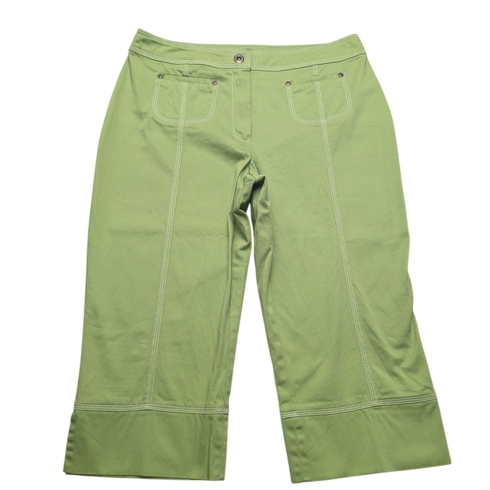 Y2K Conrad C Proportion Petite Capri Pants Womens 10 Green Stretch V7961 Cropped
